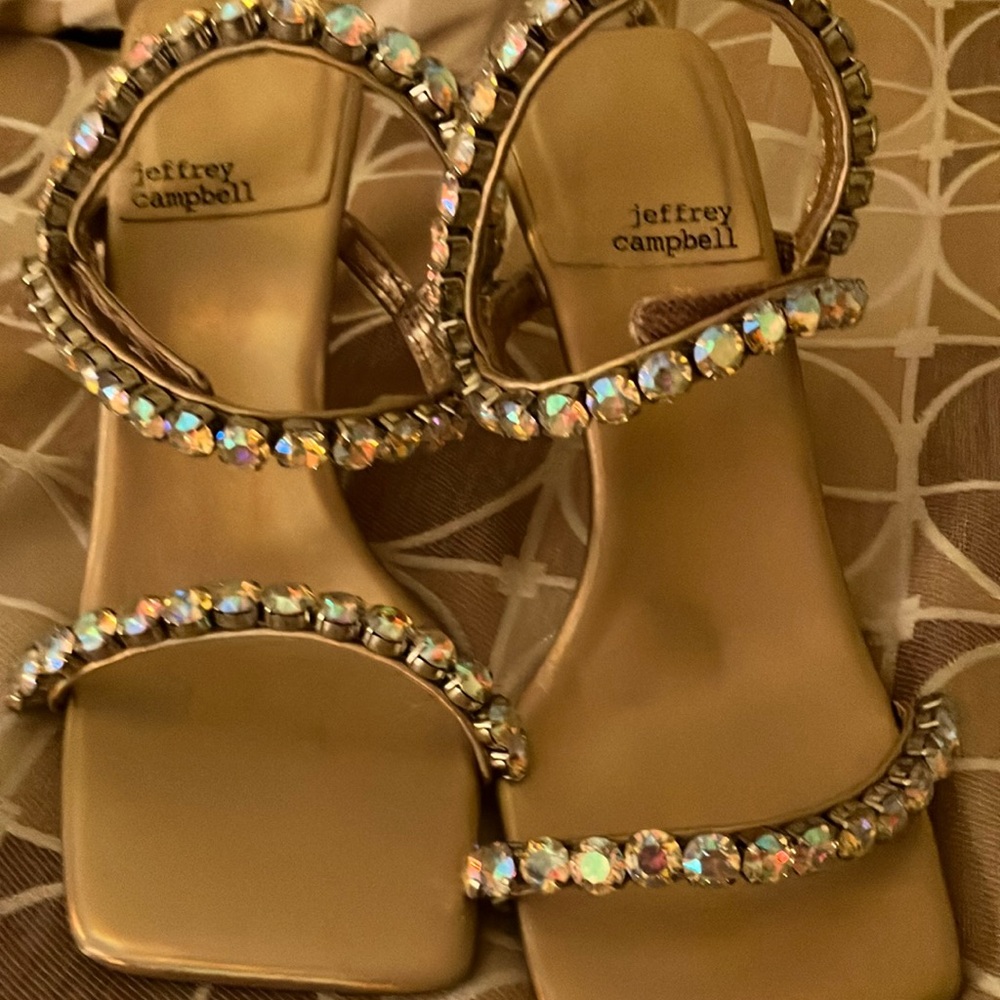Jeffrey Campbell Gold Embellished Women's Sandals
